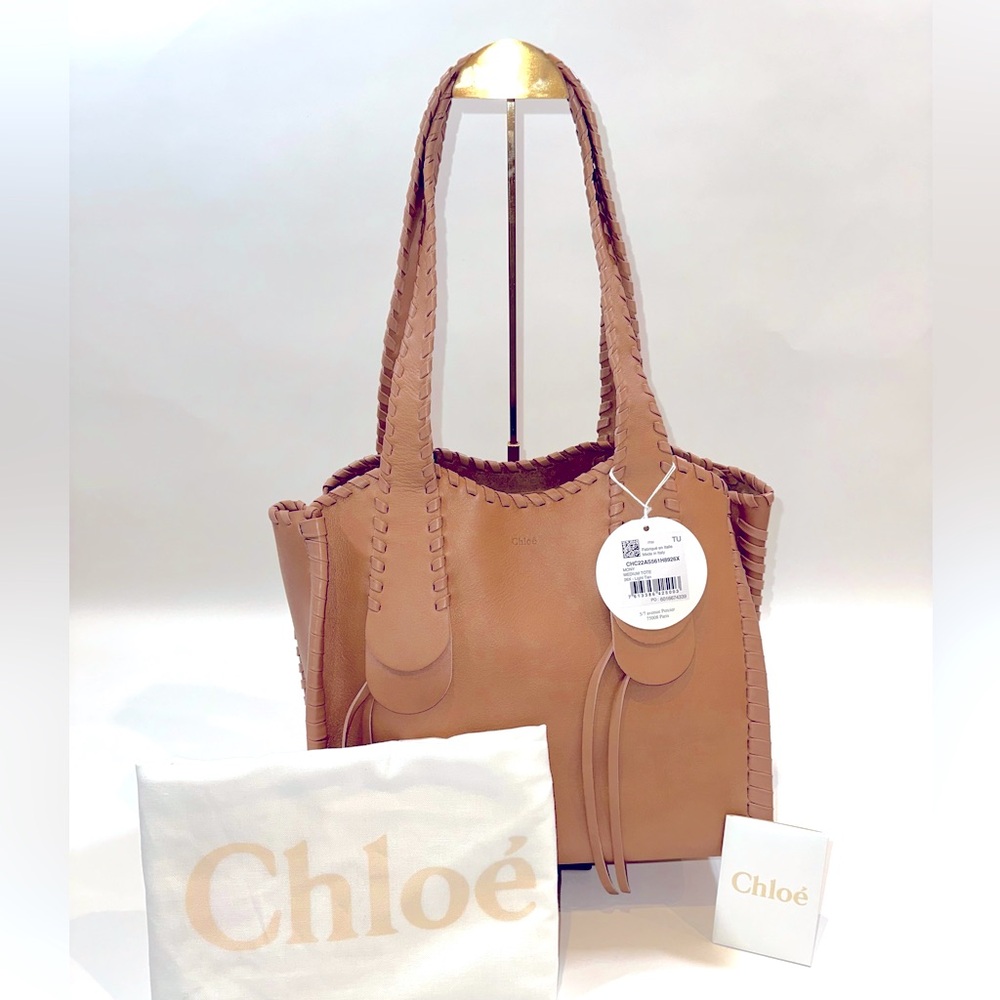 Medium Authentic Chloe Mony Tote in Light Tan Leather